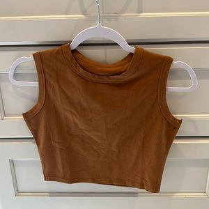 Amazon cropped brown tank. Size small